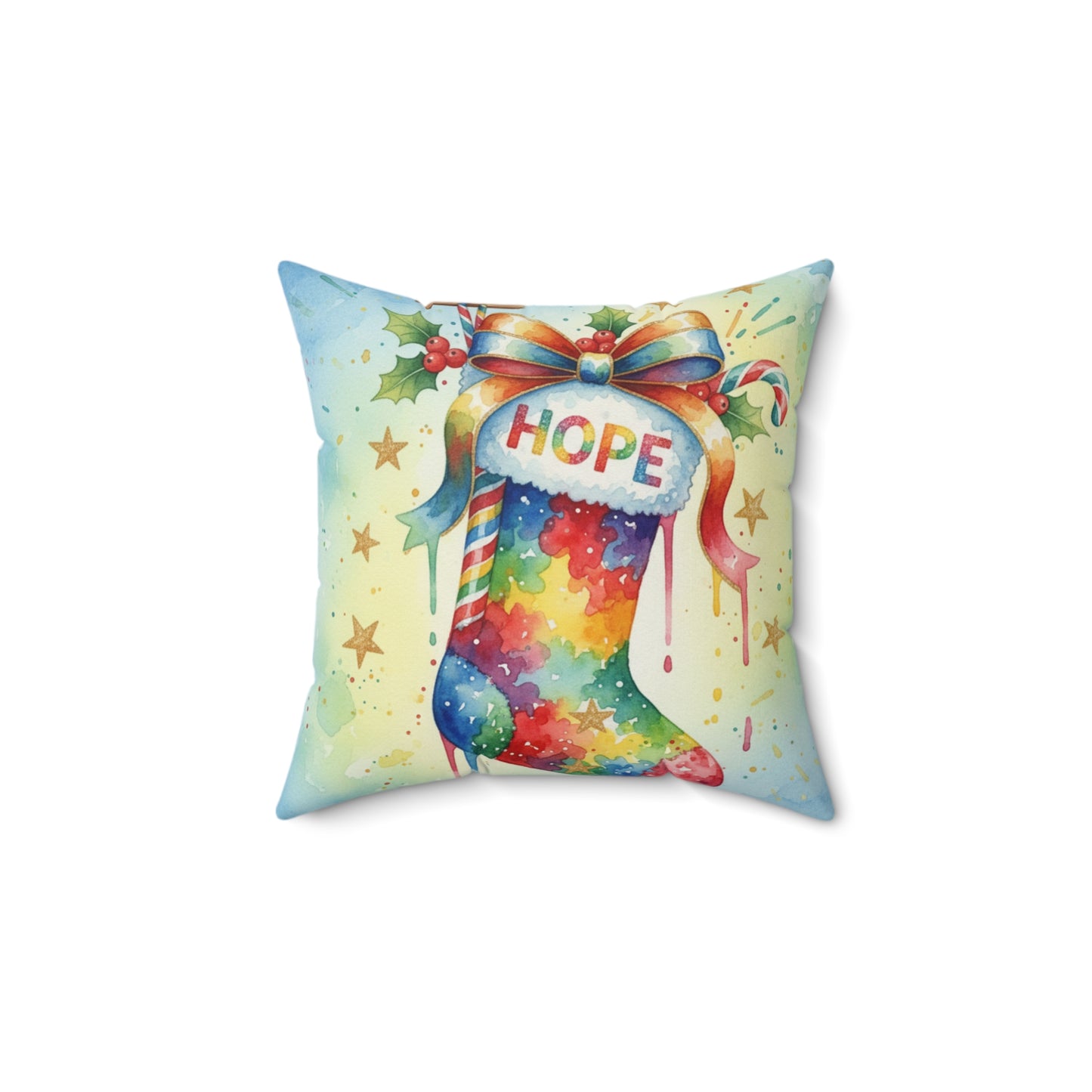 Colorful Holiday Pillow with 'HOPE' Design