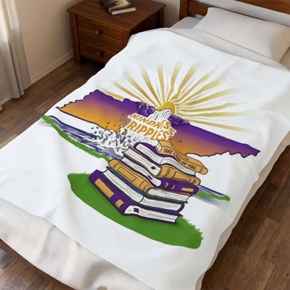 Cozy Kindness Velveteen Blanket, Soft Throw for Home, Perfect Gift for Reading Lovers, Student Mental Health and Wellness, Tennessee Waterfalls, Warm Holiday Gift, Book Lover Decor, Purple and Gold