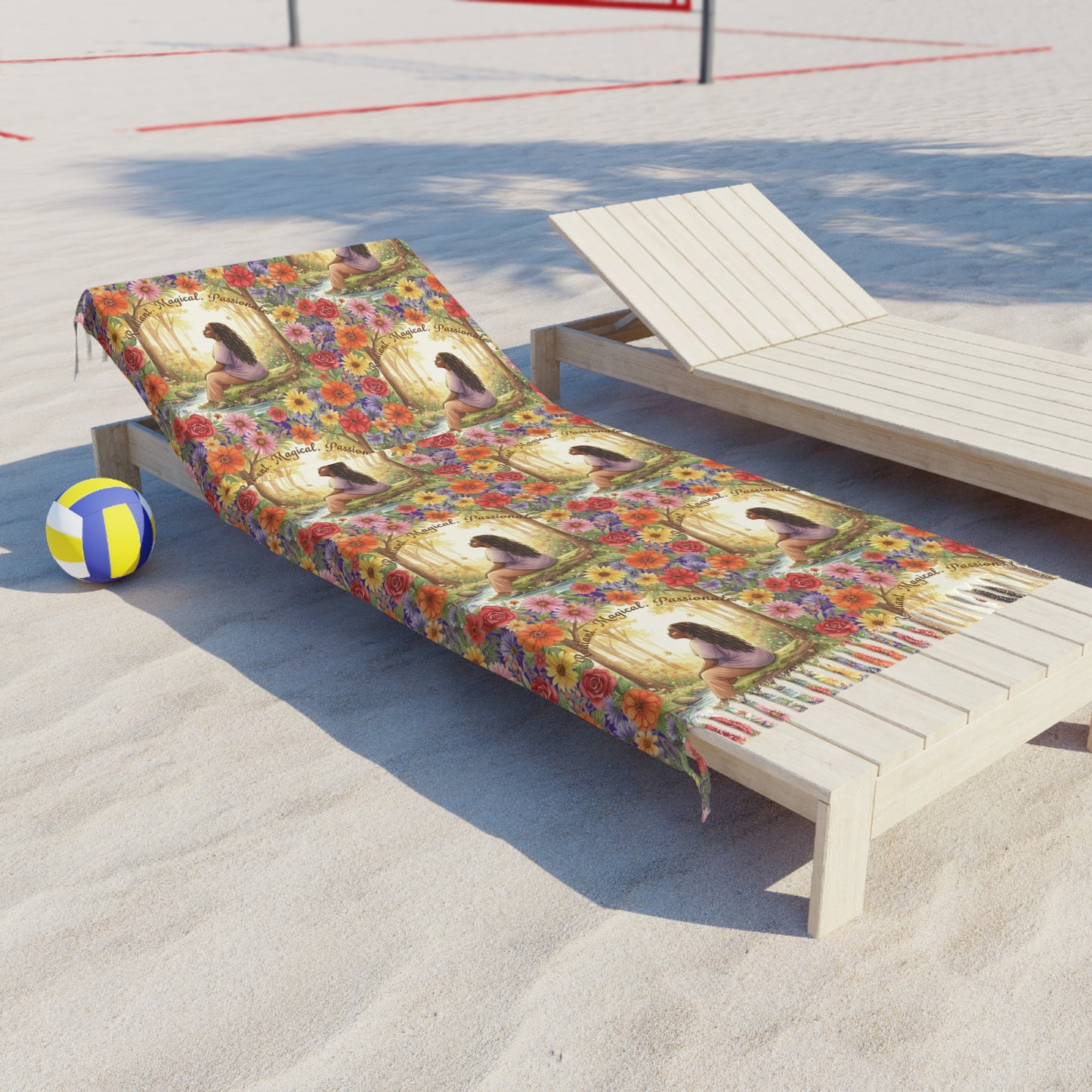 The Shantel - Boho Beach Towel - Floral and Serene Design for Relaxation