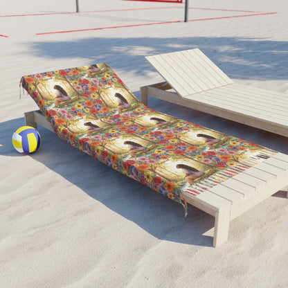 The Shantel - Boho Beach Towel - Floral and Serene Design for Relaxation