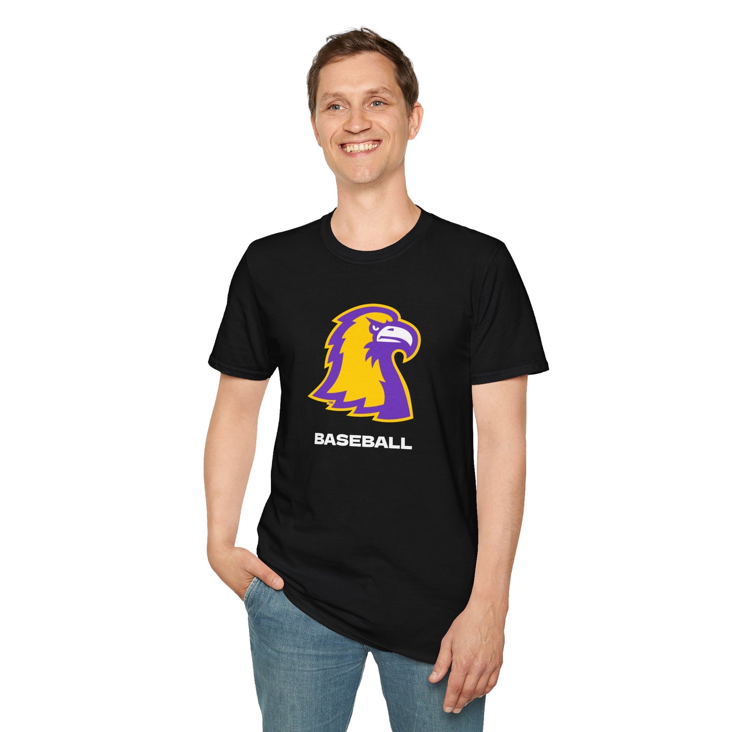 Golden Eagle Baseball T-Shirt – Purple & Gold Team Logo Tee