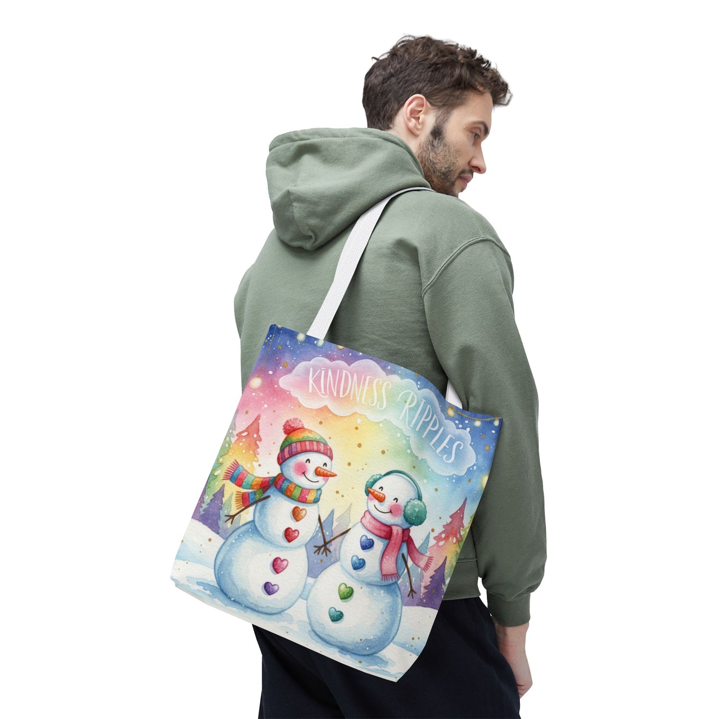 Whimsical Snowman Tote Bag - Kindness Ripples Design