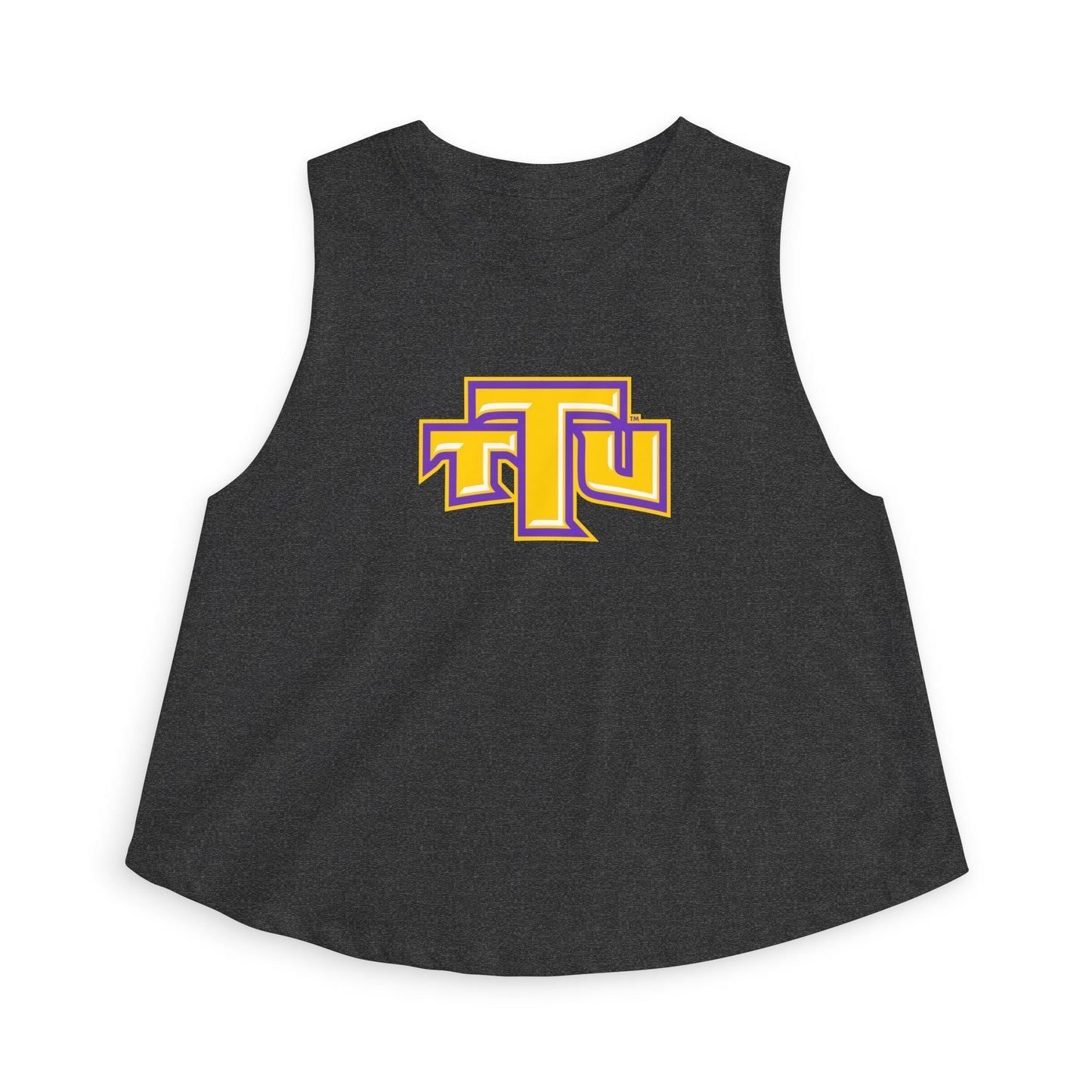 Women's Crop Top - TTU Yellow & Purple Logo Athletic Tank (Front & Back Mascot)