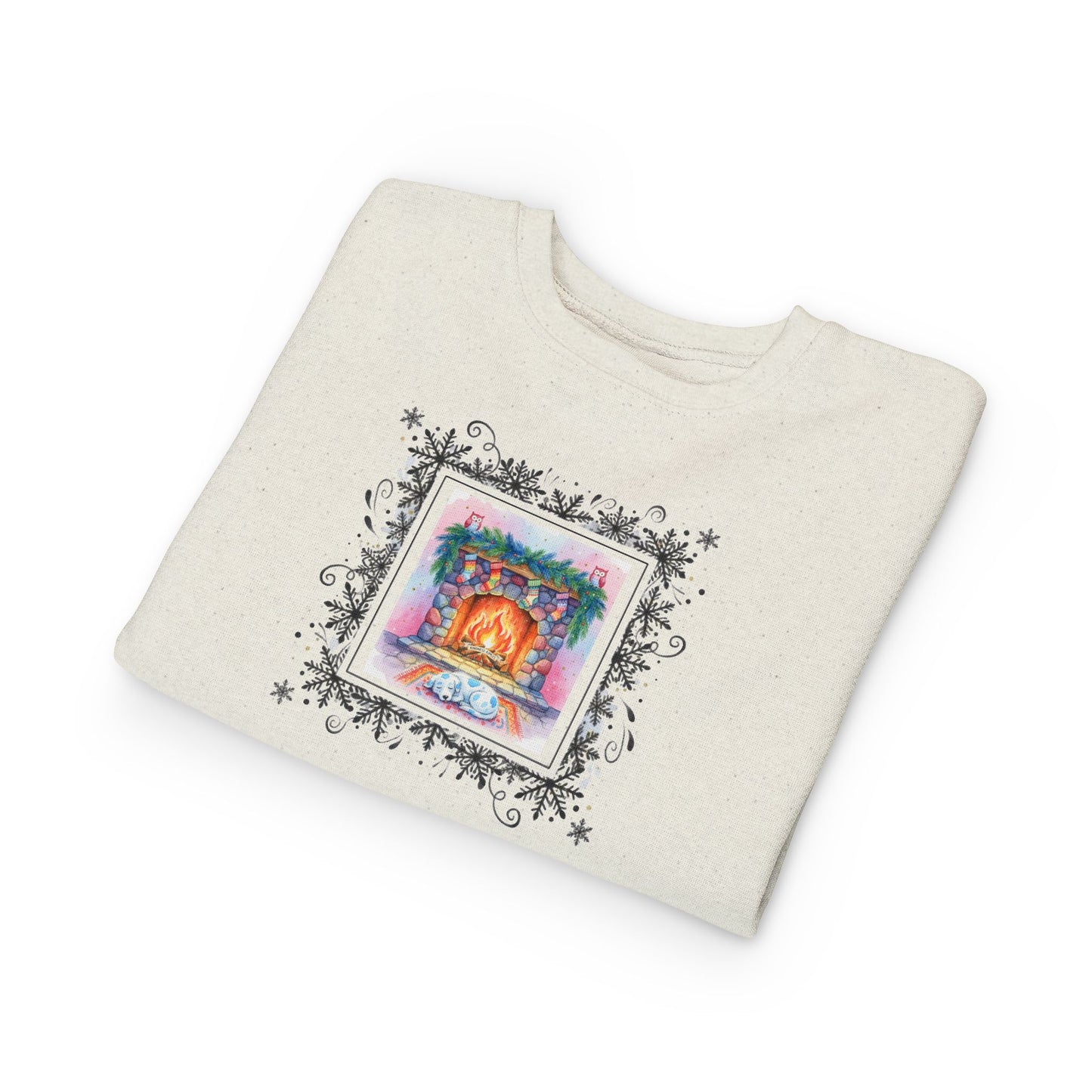 Cozy Fireplace Toddler Sweatshirt Cute Blue Spotted Puppy