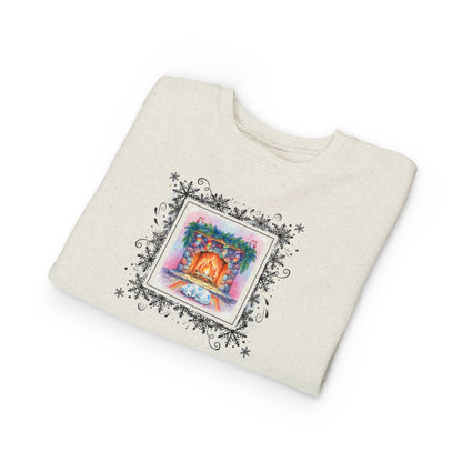 Cozy Fireplace Toddler Sweatshirt Cute Blue Spotted Puppy