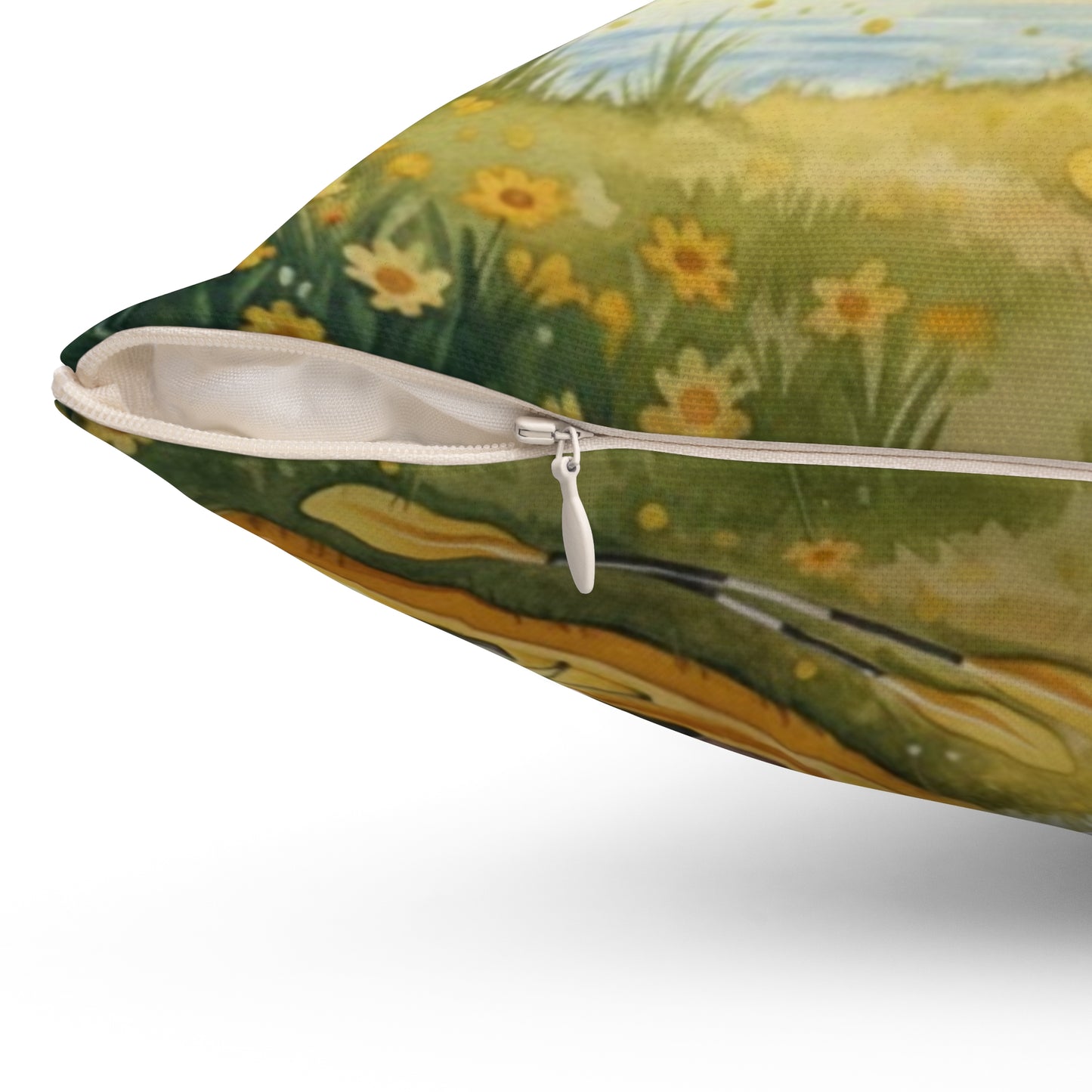 Golden Embrace Kayak Dream: Watercolor Lake Sunset Pillow