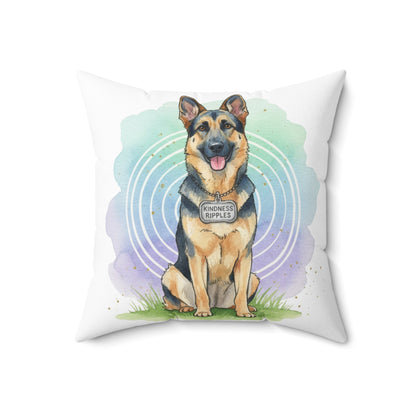 German Shepherd Decorative Pillow — 'Kindness Ripples' Watercolor Dog Throw Pillow