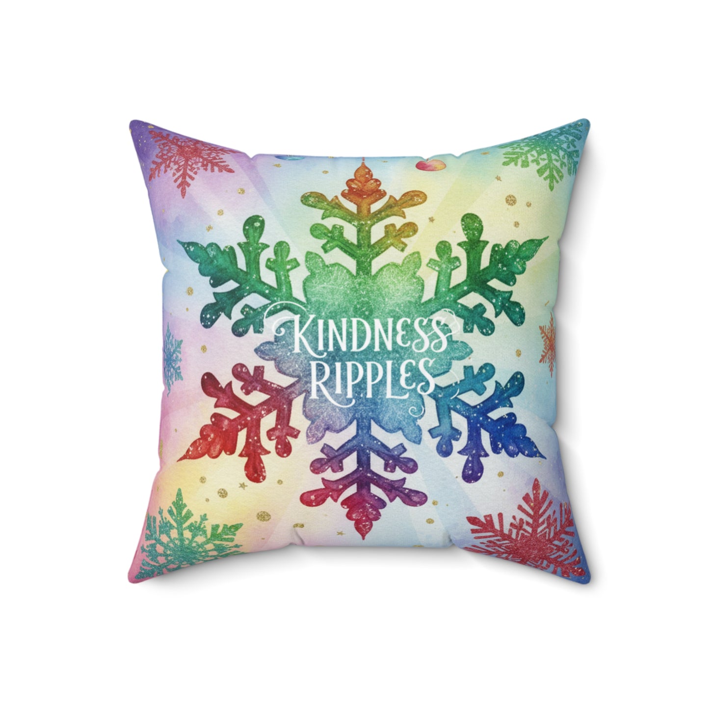 Colorful Kindness Ripples Snowflake Pillow