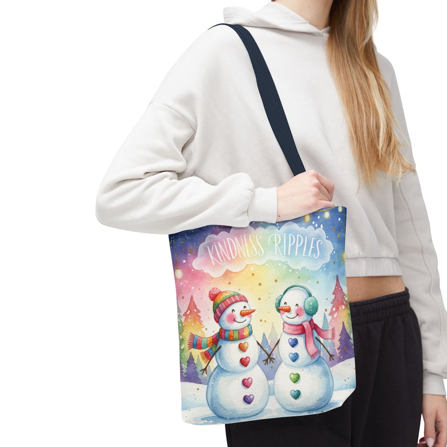 Whimsical Snowman Tote Bag - Kindness Ripples Design