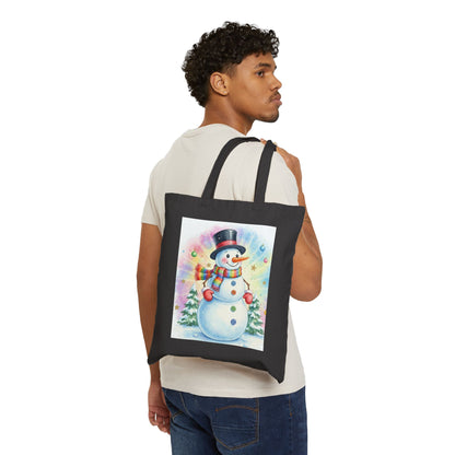 Snowman Holiday Canvas Tote Bag - Perfect for Christmas Shopping and Gifting
