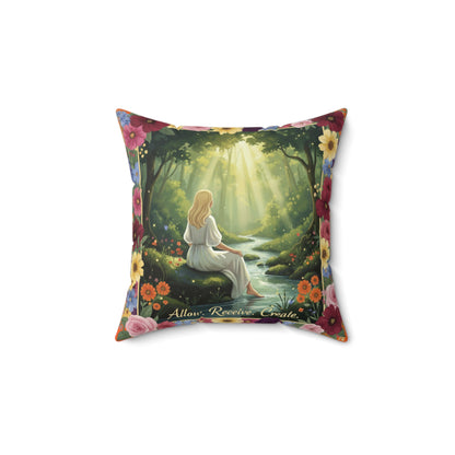 The Amanda - Serene Floral Throw Pillow - 'Allow, Receive, Create' Design