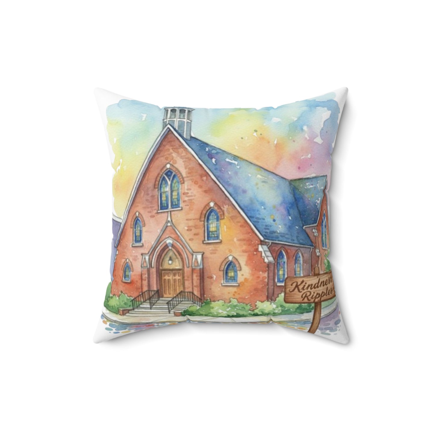 Watercolor Church Square Pillow - Home Decor - Paying Homage to our beautiful St. William Community