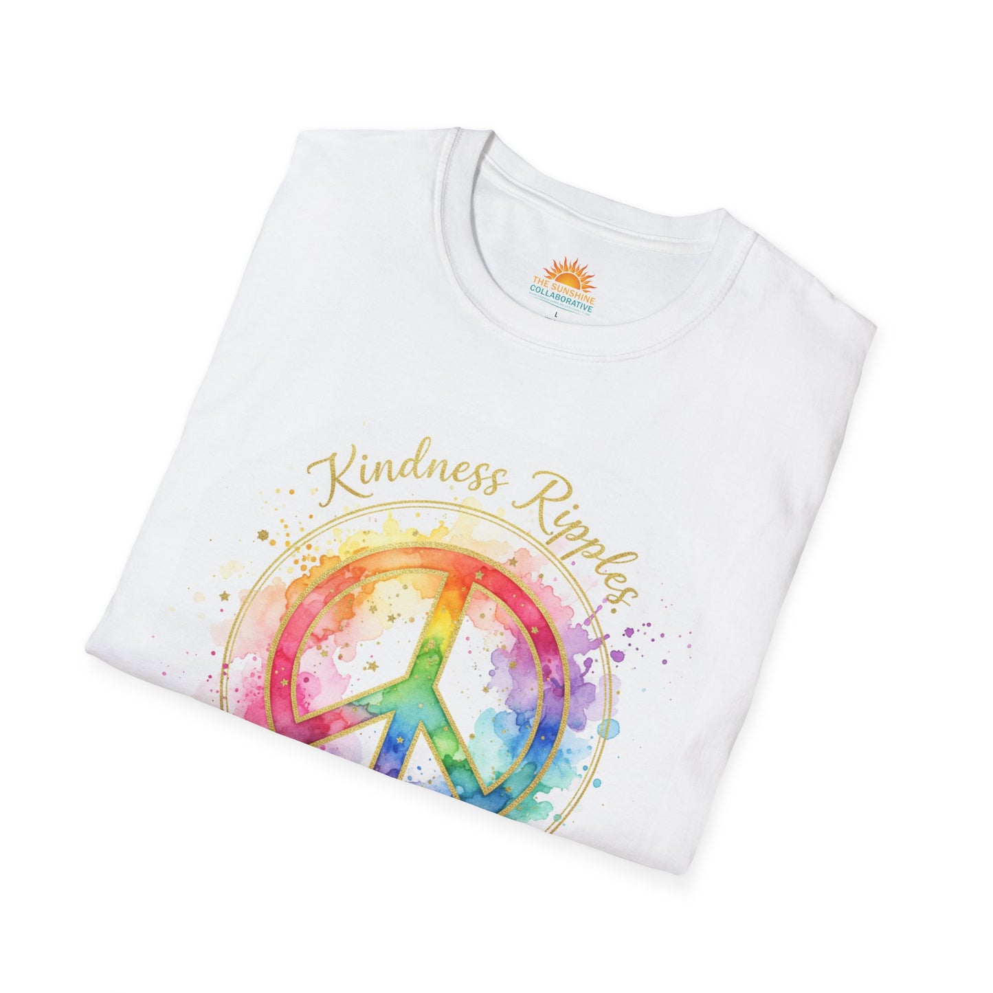 Kindness Ripple Unisex Softstyle T-Shirt - Rainbow Peace Design