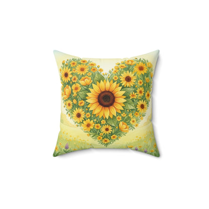 Heart of Sunshine Field: Watercolor Yellow Blooms Pillow