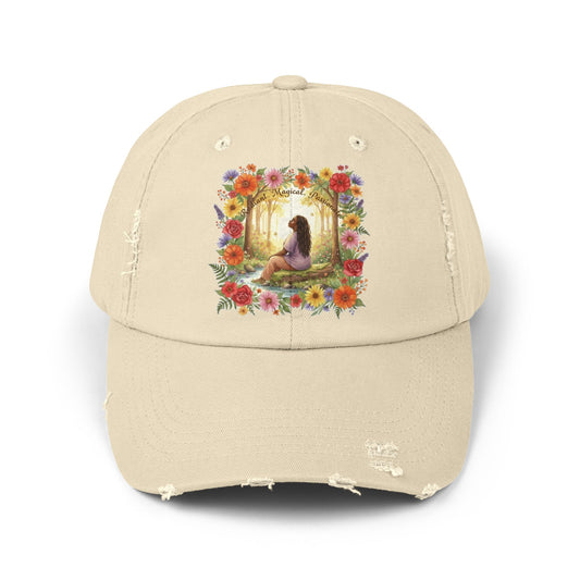 The Shantel - Floral Fantasy Unisex Distressed Cap - Nature-Inspired Outdoor Chic