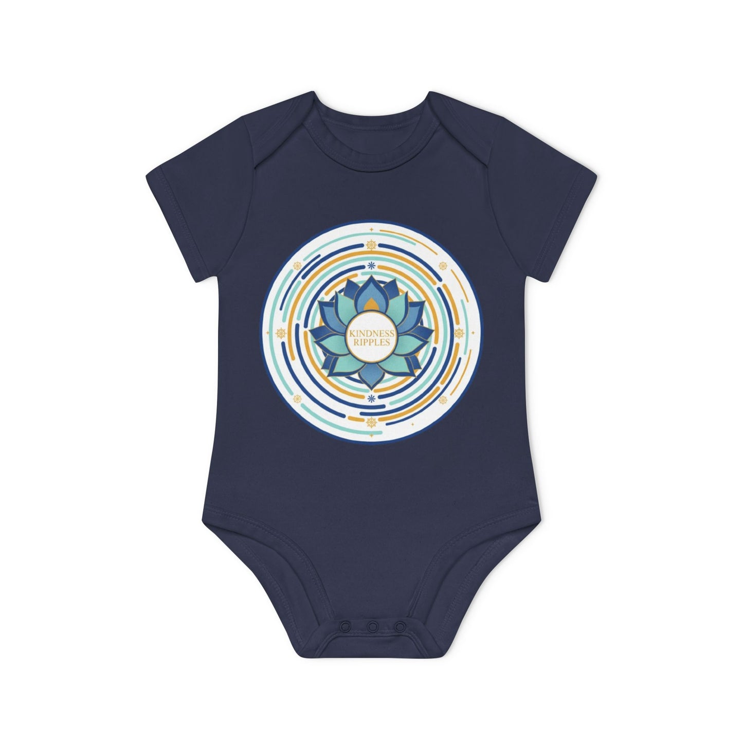 Colorful Lotus Baby Bodysuit - Organic Cotton Short Sleeve for Eco-Friendly Families