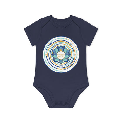 Colorful Lotus Baby Bodysuit - Organic Cotton Short Sleeve for Eco-Friendly Families