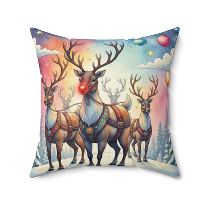 Christmas Reindeer Square Pillow