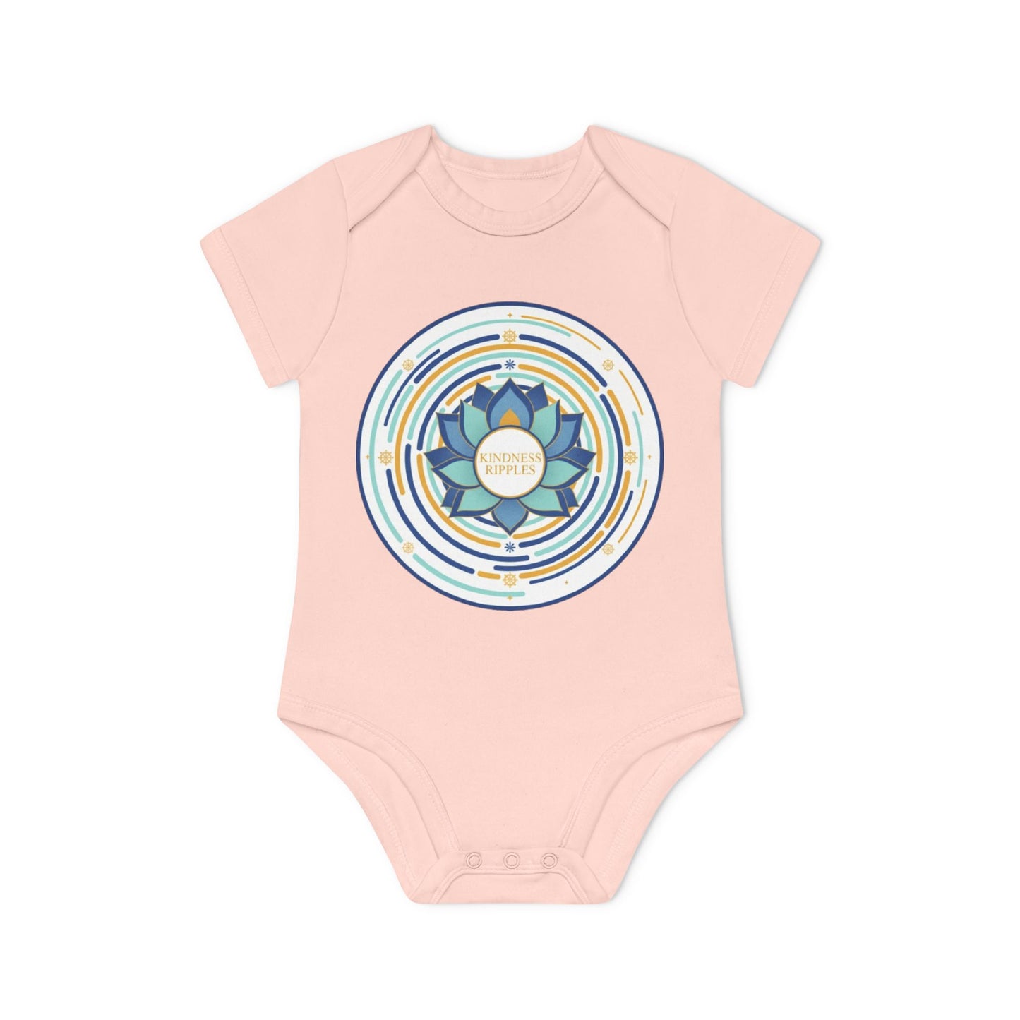 Colorful Lotus Baby Bodysuit - Organic Cotton Short Sleeve for Eco-Friendly Families