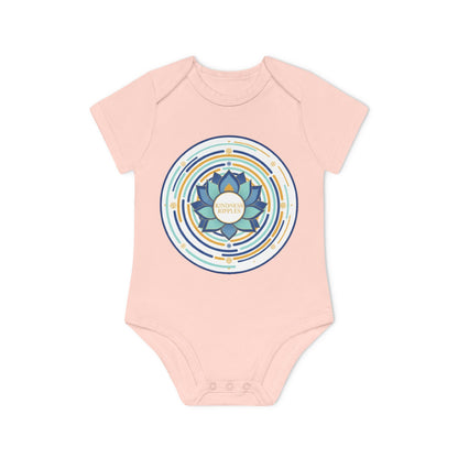 Colorful Lotus Baby Bodysuit - Organic Cotton Short Sleeve for Eco-Friendly Families