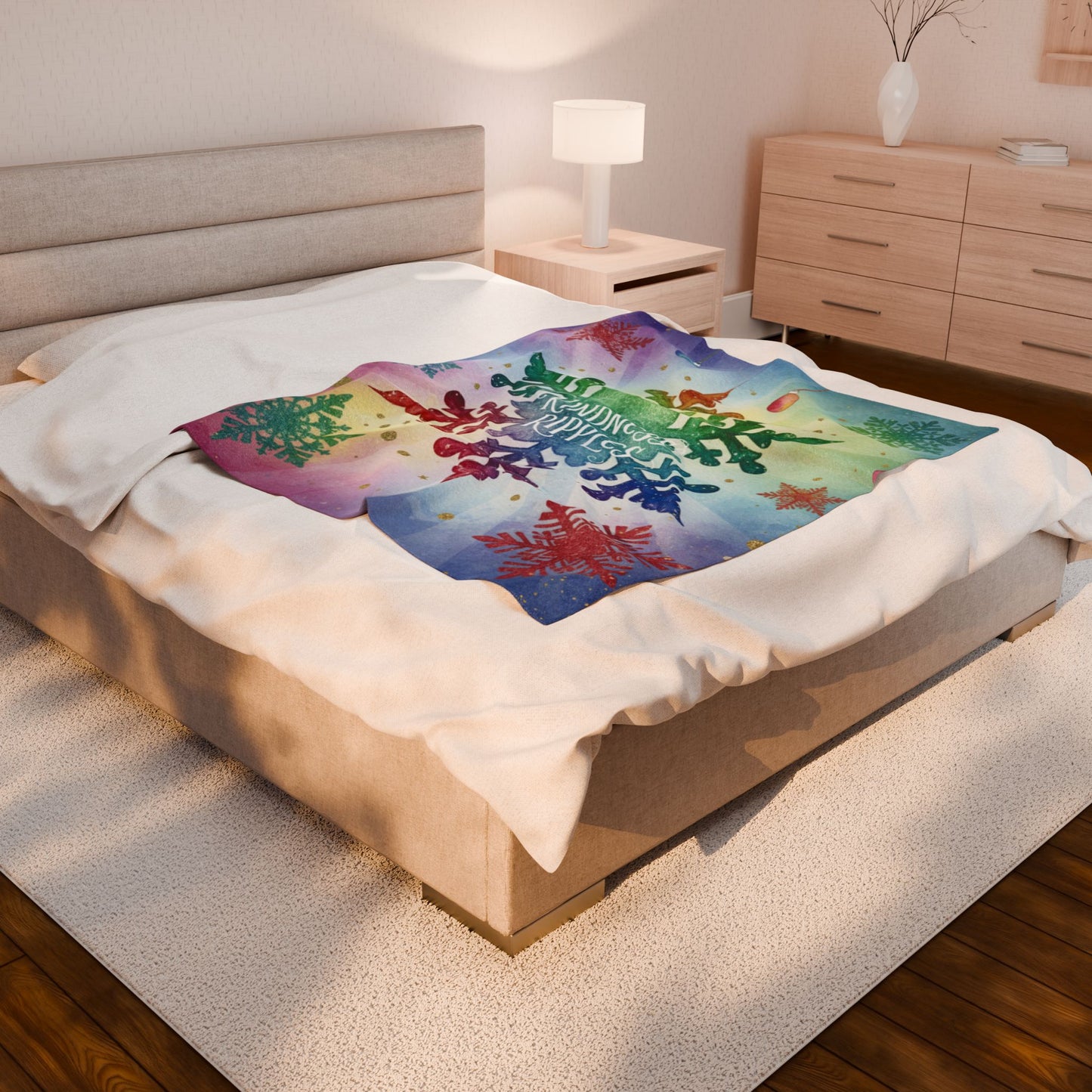 Colorful Kindness Ripples Velveteen Plush Blanket