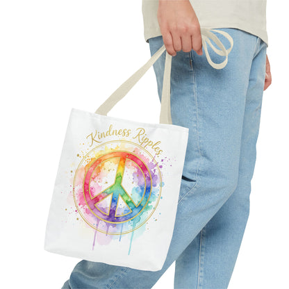 Colorful Peace Symbol Tote Bag | Kindness Ripples Design