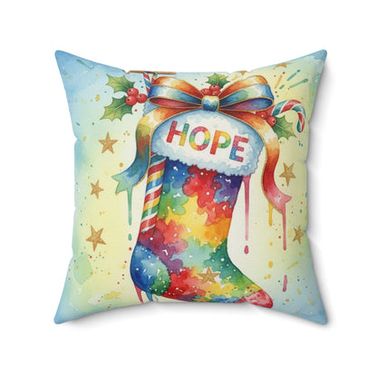 Colorful Holiday Pillow with 'HOPE' Design