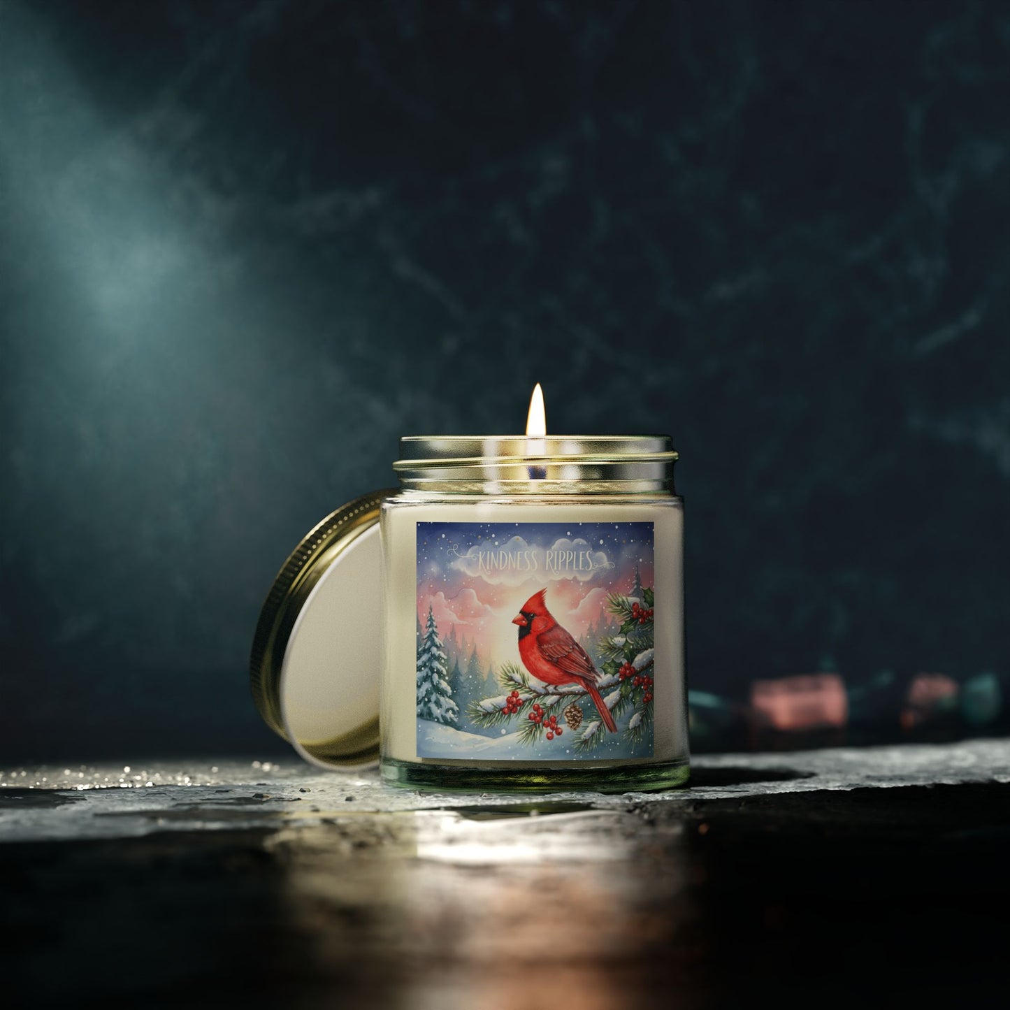 Holiday Scented Candle with Cardinal Design
