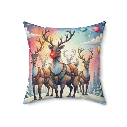 Christmas Reindeer Square Pillow