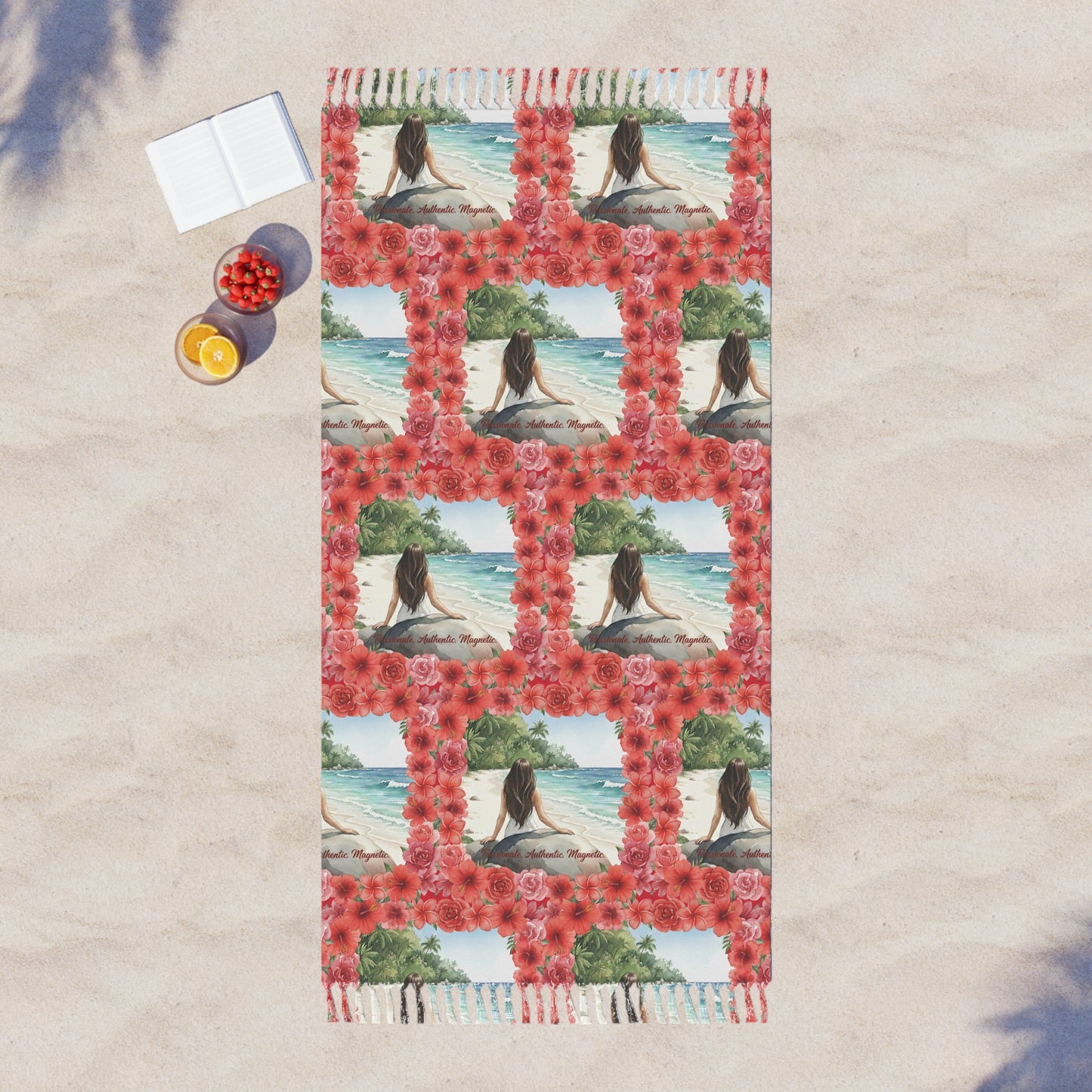 The Cristina - Boho Beach Towel with Floral Design