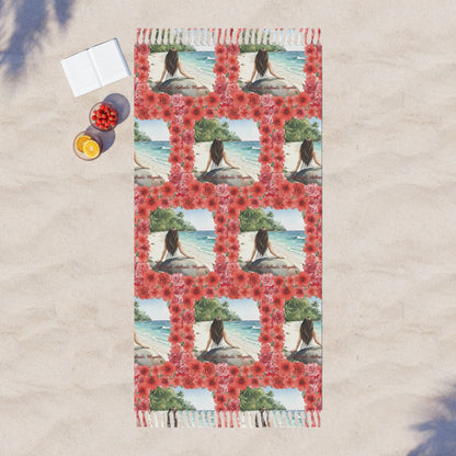 The Cristina - Boho Beach Towel with Floral Design