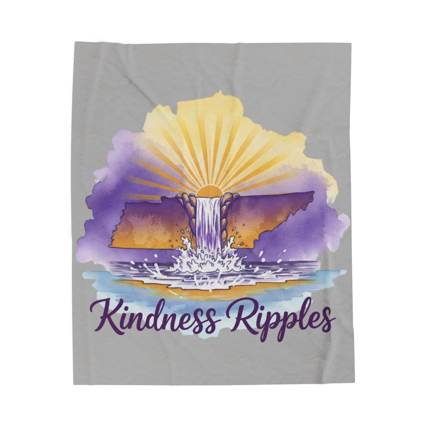Gray Kindness Ripples Velveteen Plush Blanket - Cozy Throw for Relaxation and Comfort, Cookeville, TN, Waterfall Capital of the World