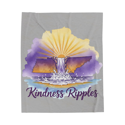 Gray Kindness Ripples Velveteen Plush Blanket - Cozy Throw for Relaxation and Comfort, Cookeville, TN, Waterfall Capital of the World