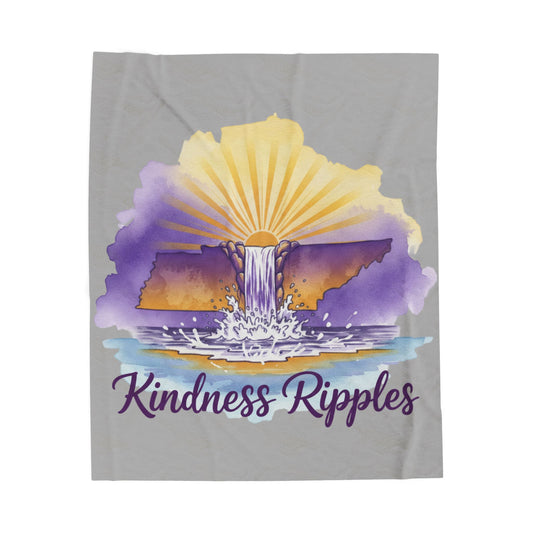 Gray Kindness Ripples Velveteen Plush Blanket - Cozy Throw for Relaxation and Comfort, Cookeville, TN, Waterfall Capital of the World