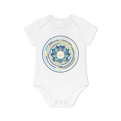Colorful Lotus Baby Bodysuit - Organic Cotton Short Sleeve for Eco-Friendly Families