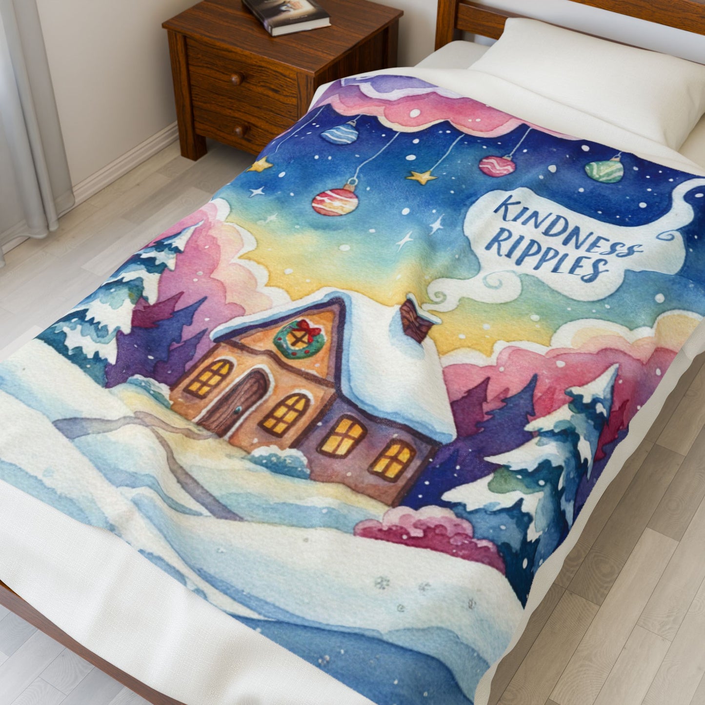 Kindness Ripples Velveteen Plush Blanket - Cozy Winter Decor