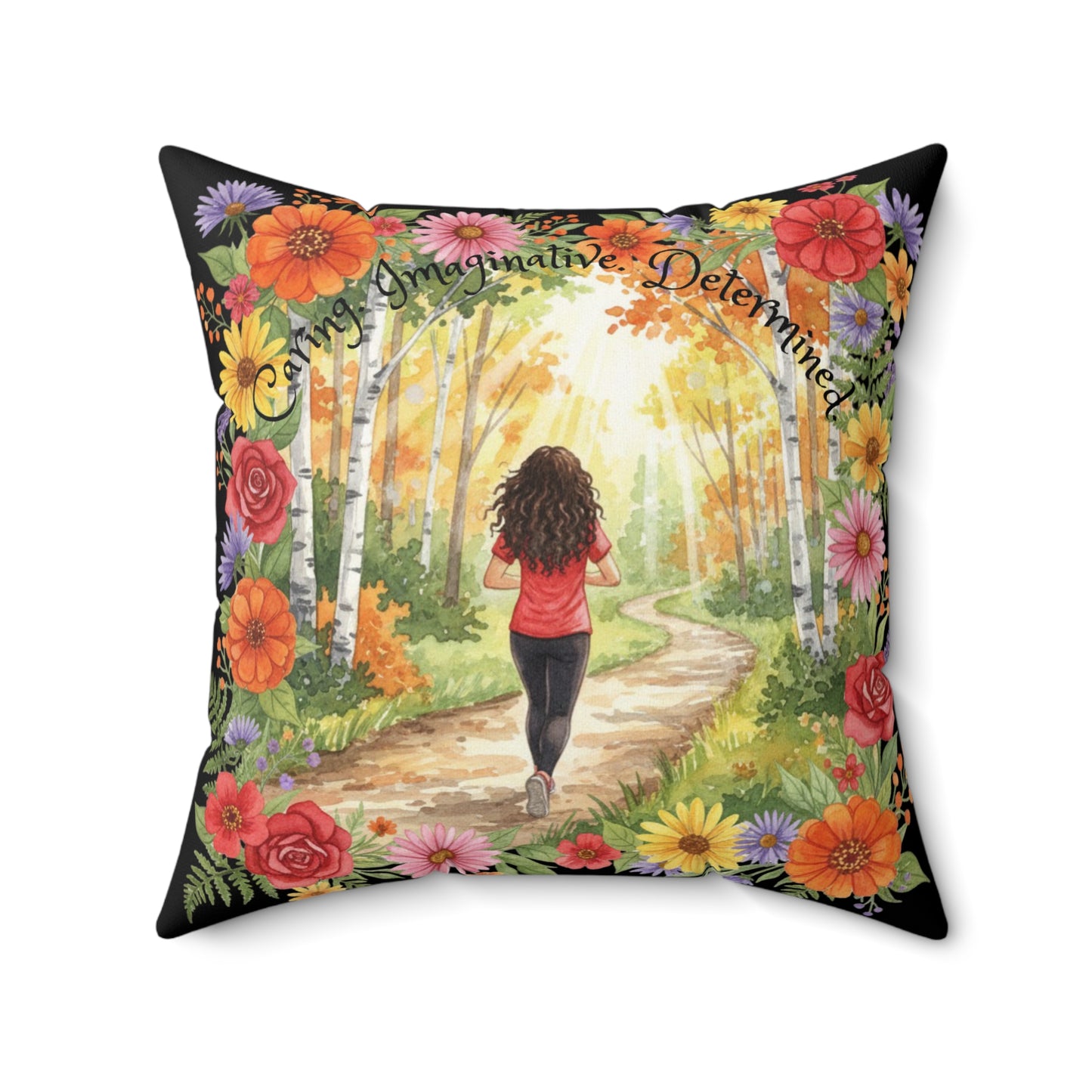 The Roxanne - Inspirational Floral Throw Pillow - "Determined and Capable"