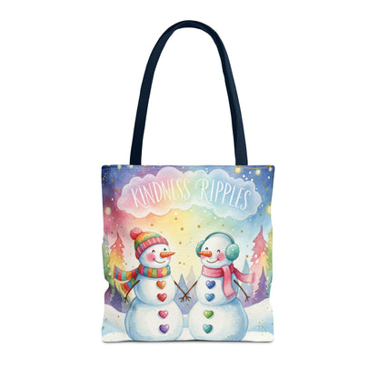 Whimsical Snowman Tote Bag - Kindness Ripples Design