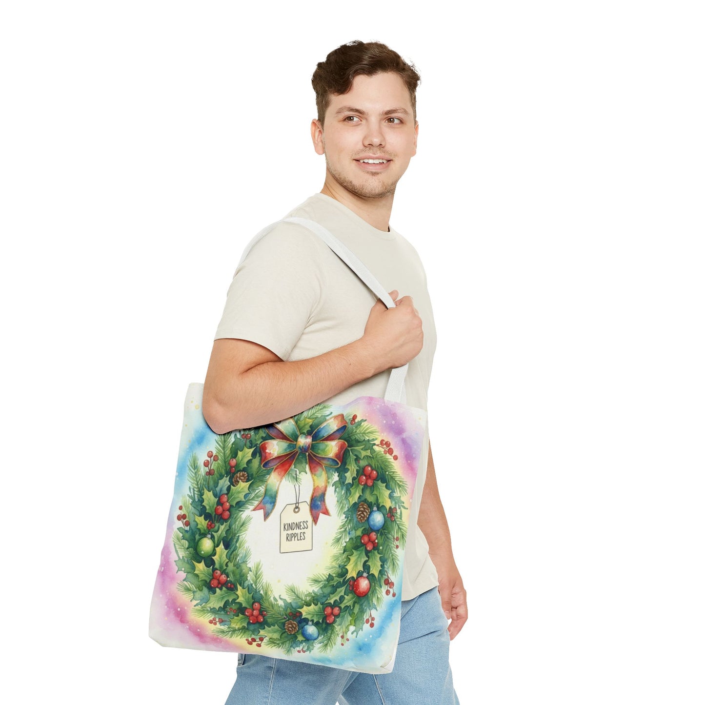 Holiday Wreath Tote Bag - Perfect for Christmas and Winter Celebrations