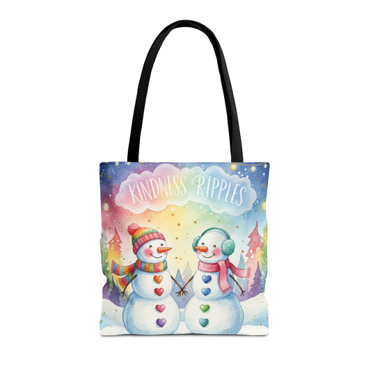 Whimsical Snowman Tote Bag - Kindness Ripples Design