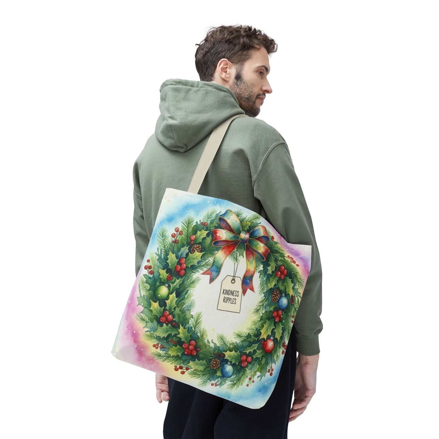 Holiday Wreath Tote Bag - Perfect for Christmas and Winter Celebrations