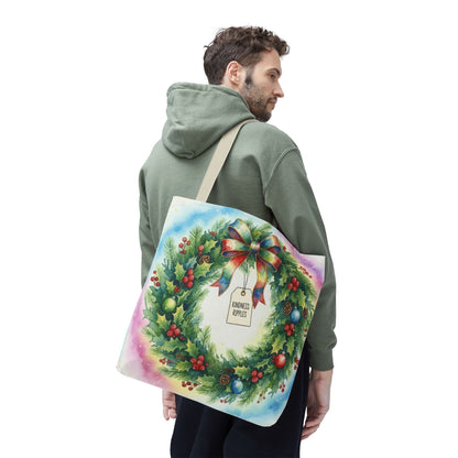 Holiday Wreath Tote Bag - Perfect for Christmas and Winter Celebrations
