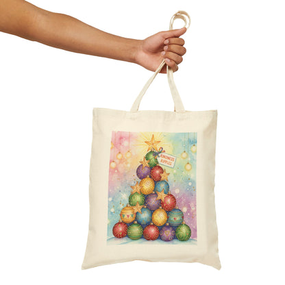 Christmas Ornament Tote Bag - Festive Cotton Canvas Carrier