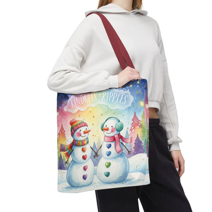 Whimsical Snowman Tote Bag - Kindness Ripples Design