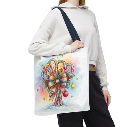 Festive Candy Cane Tote Bag
