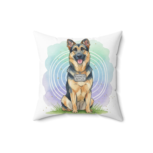 German Shepherd Decorative Pillow — 'Kindness Ripples' Watercolor Dog Throw Pillow