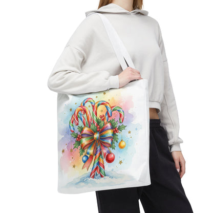 Festive Candy Cane Tote Bag