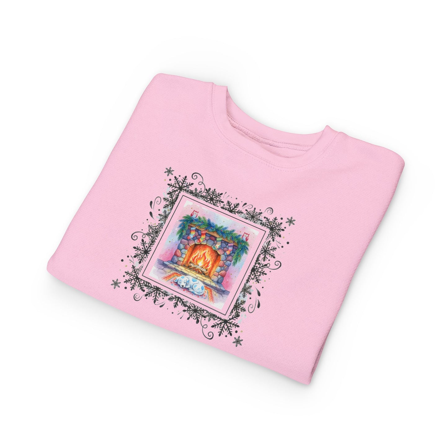 Cozy Fireplace Toddler Sweatshirt Cute Blue Spotted Puppy