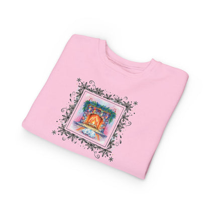 Cozy Fireplace Toddler Sweatshirt Cute Blue Spotted Puppy