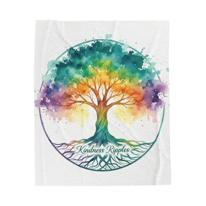 Kindness Ripples Velveteen Plush Blanket - Cozy Tree Design